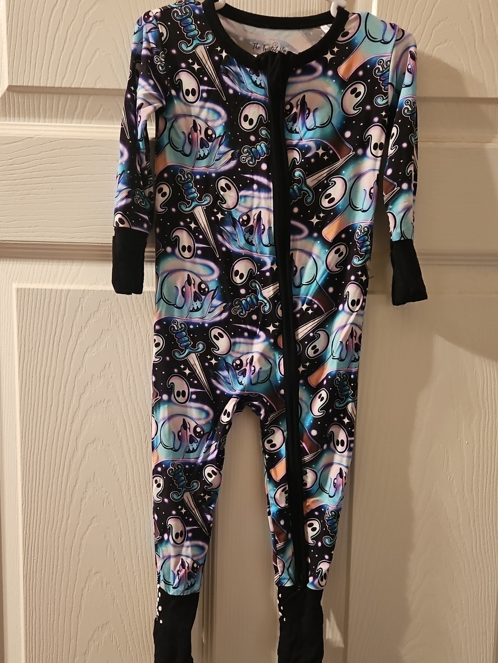 The Twisted Lily Black Ghost Print One-Piece Footie